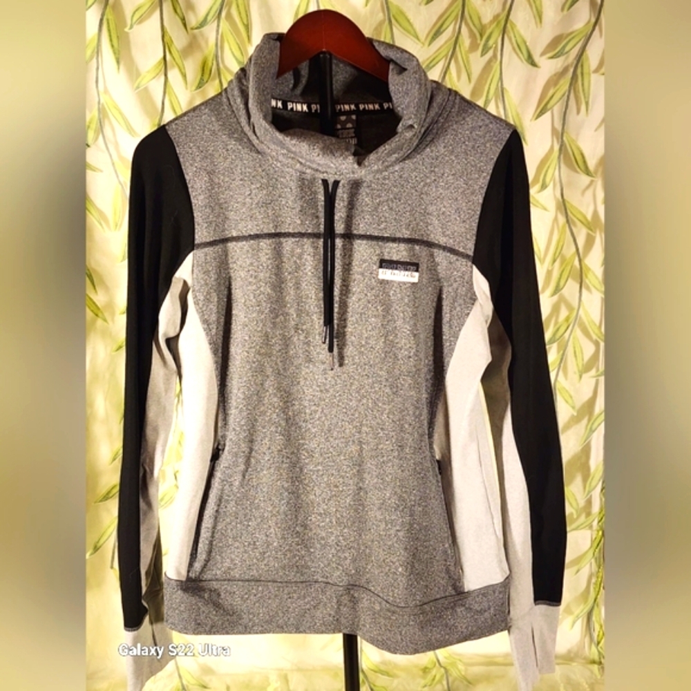 Victoria's Secret Pink Gray and Black Pull-Over Hoodie